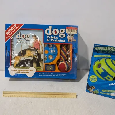 Dog Training Lot: Training Set With Toys, Equipment, & Instructions DVD With Extra Stimulating Toy - Estate Sales Warehouse (GR)