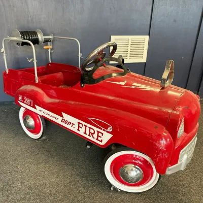 Vintage "Jet Flow Drive" Fire Dept. No. 287 Metal Pedal Car Truck