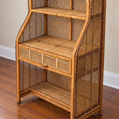 1970's Buri Rattan and Wicker Writing Desk