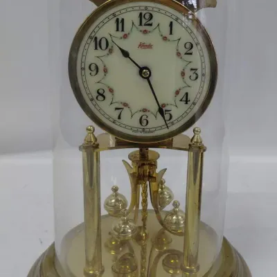 Vintage Kundo 400 Day Anniversary Torsion Clock with Glass Dome - W. Germany
