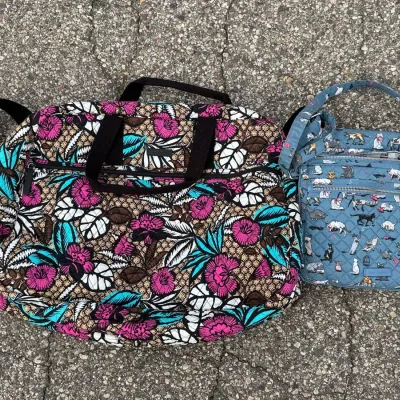 Vera Bradley Quilted Travel Duffle and Crossbody Bag Set