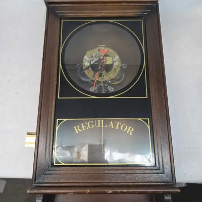 Sale Photo Thumbnail #131: Vintage Wooden Wall Hanging Clock-Needs Repair