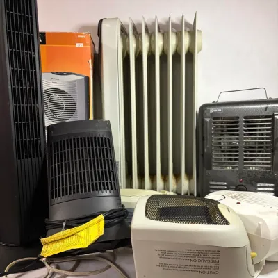 Group of 9 Different Styles/Brands Heaters and Fans - All Work