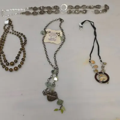 4 Stone Detailed Necklaces - One with Sterling Clasp