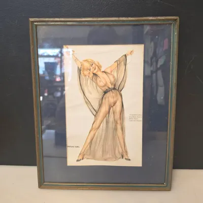 Vintage Vargas Girl Framed and Matted Print - 12 x 15
