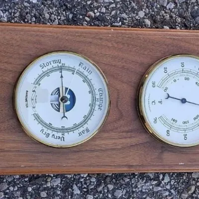 Sale Photo Thumbnail #83: Vintage Tempo-Time Wood Mounted Weather Station