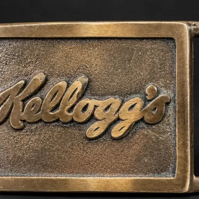 Vintage Valleau Studio Saugatuck Kellogg's Solid Brass Belt Buckle Unused - Potterville