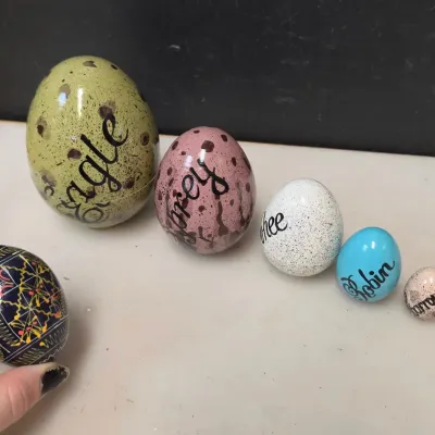 Vintage Hand Painted Egg and Hand Painted Nesting Egg Set