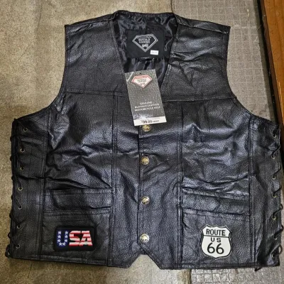Genuine Buffalo Leather Motorcycle Vest Brand New Size XL - Estate Sales Warehouse (GR)