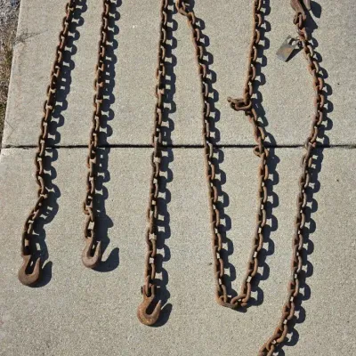 3 Various Sized Vintage Double Hooked Chains in 5 Gallon Pail