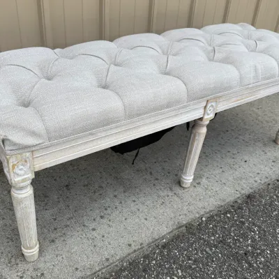 White Farmhouse Style Cushioned Bench