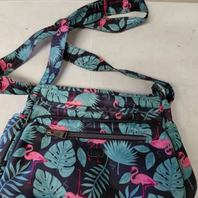 Lug Shimmy Bag - Flamingo Black Tropical Pattern, Like New