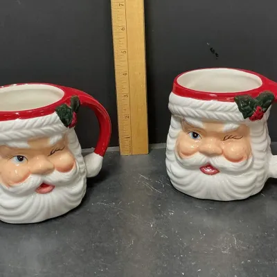 Holt Howard Inspired Winking Santa Mugs By Sleigh Bell Bistro. Retro Holiday Vibes, 26 Oz Capacity - Potterville