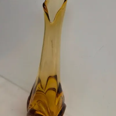 16" Amber Swung Glass Vase