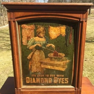 Antique DIAMOND DYES Countertop Cabinet Display Advertising Country Store Vtg