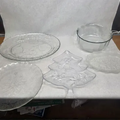 Sale Photo Thumbnail #94: Small Collection of Vintage Mostly Christmas Glass Servingware