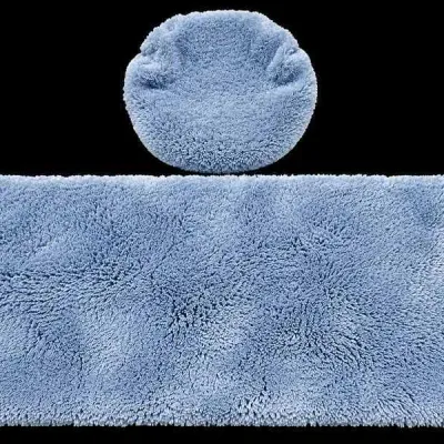 Oversized Extra-Thick Powder Blue Plush Shag Bath Rug 23x58 & Lid Cover 2 Pc - Potterville