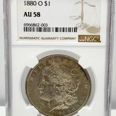 1880 O - Morgan Silver Dollar - NCG Certified AU58