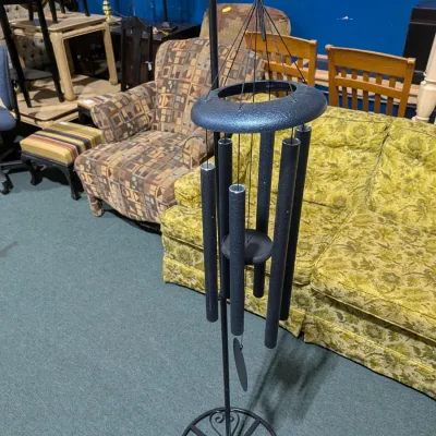 Corinthian Blue Metal Wind Chime, Large 13" Pipes, Textured Metal , Rings Great, Stand Not Included - Estate Sales Warehouse (GR)