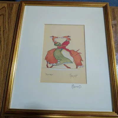 Foxtrot" Signed & Framed Drawing By: Tin Terikem P. 10 3/4" x 12 3/4" - Estate Sales Warehouse (GR)