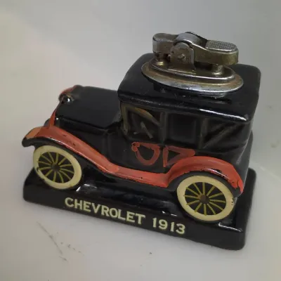 Vintage Ceramic Chevrolet 1913 Figural Car Table Lighter