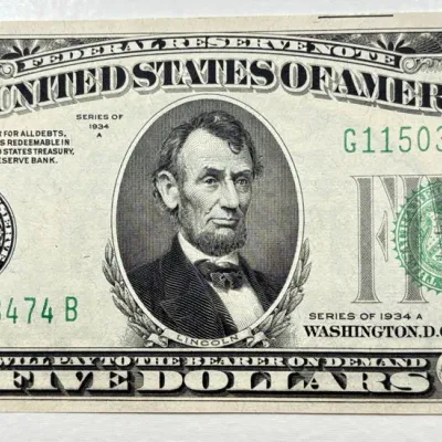 Crisp 1934 A - Green Seal - $5 Federal Reserve Note