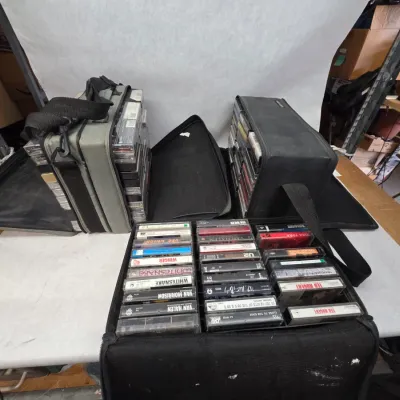 2 Medium Sized and 1 Small Soft Sided Vintage Cassette Cases w/ Cassettes