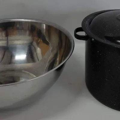 15.5 Qt Granite Ware Water Bath Canner - 4Qt or 7 Pint Jars, Vollrath XL Stainless Steel Bowl