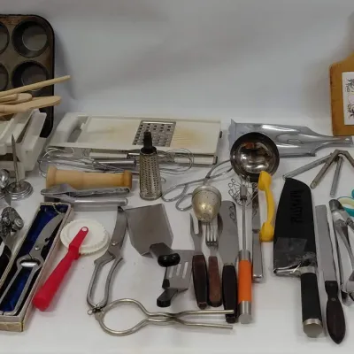 Kitchen Supplies - Utensils, Scissors, Knives, Mandolin, Muffin Pan, Ice Trays, Can Opener, More