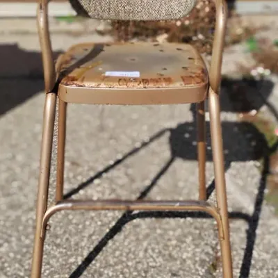 Vintage Metal High Chair with Upholstered Back