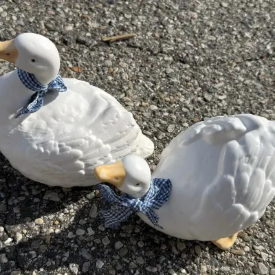 Enesco Vintage 1988 Ceramic Country Geese Figurines