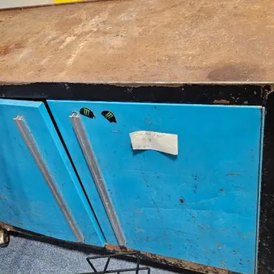 Vintage Rolling Metal Storage Cabinet - Estate Sales Warehouse (GR)