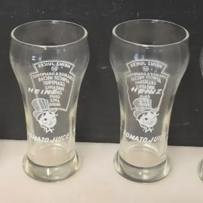 Set of 4 Heinz Juices Tomato Juice Advertising Glasses