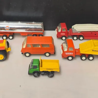 Tonka Gulf Tanker, Fire Truck and Bottom Dump Grouping of 6