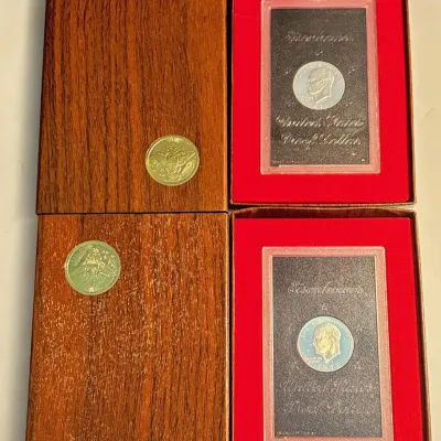 1971 S 1972 S - Eisenhower Silver Dollars in Original Government Packaging - "Brown Ike"