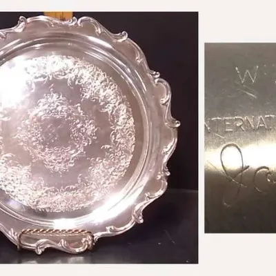 Sale Photo Thumbnail #151: Vintage Wilcox International Silver Joanne 7270 Ornate Silverplate Round Serving Tray - Potterville