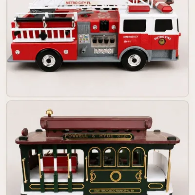 Vintage Fire Truck and San Francisco Cable Car Model Vehicles