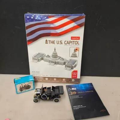 3D Model Kits and 2 Miniature Car Models