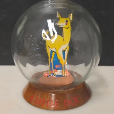 Vic Moran "A Little Doe" Bubble Bank Glass Globe Coin Bank