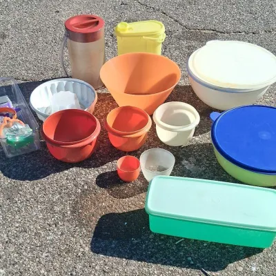 Large Collection of Vintage Tupperware and Plastic Tableware