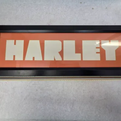 Vintage Harley-Themed Wall Display Piece in Bold Black Frame