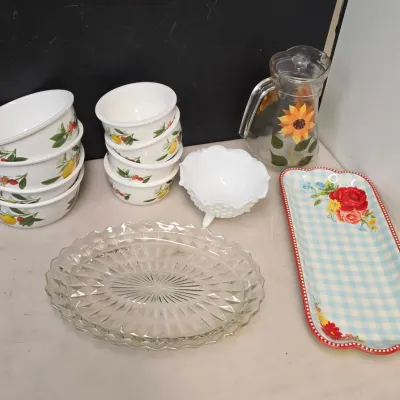 Lock and Lock Floral 8 Piece Bowl Set, Hand Painted Pitcher, and More