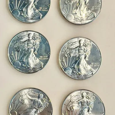 Lot of 6 - 2011 - American Silver Eagle Bullion Coins