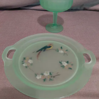 Uranium Serving Plate with Handles and Candy Dish