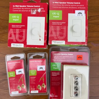 On-Q Legrand In-Wall Speaker Volume Controls and Audio Outlets Lot: New-in-Box