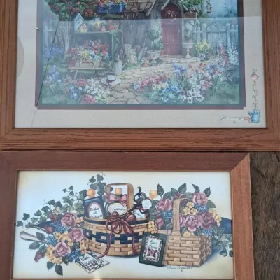 Sale Photo Thumbnail #42: 2 Cute Vintage Cabin Style Framed Wall Decor