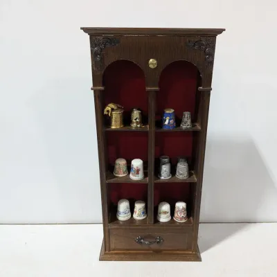 Vintage Thimble Collection With Hanging Wall Wooden Display, Disney, Ceramic, Metal Thimbles - Estate Sales Warehouse (GR)