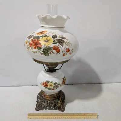 Large Vintage Electric Hurricane Parlor "Gone With The Wind" Lamp, Refer To Details & Photos - Estate Sales Warehouse (GR)
