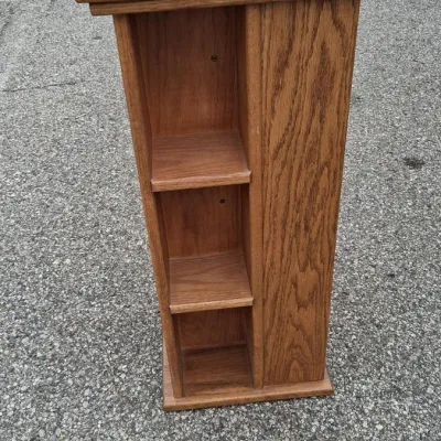 Sale Photo Thumbnail #47: Vintage Wooden Lazy Susan Movie/CD Rack