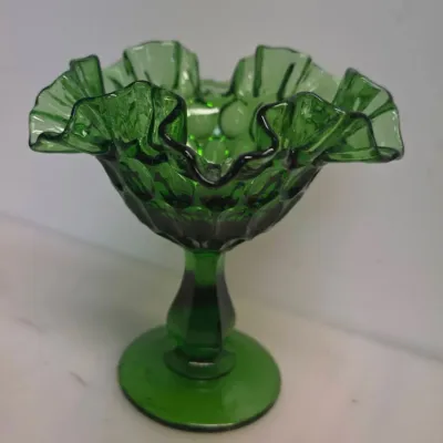 Fenton Emerald Green Thumbprint Compote